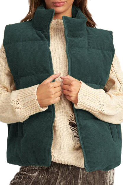 Corduroy Zip Up Puffer Vest