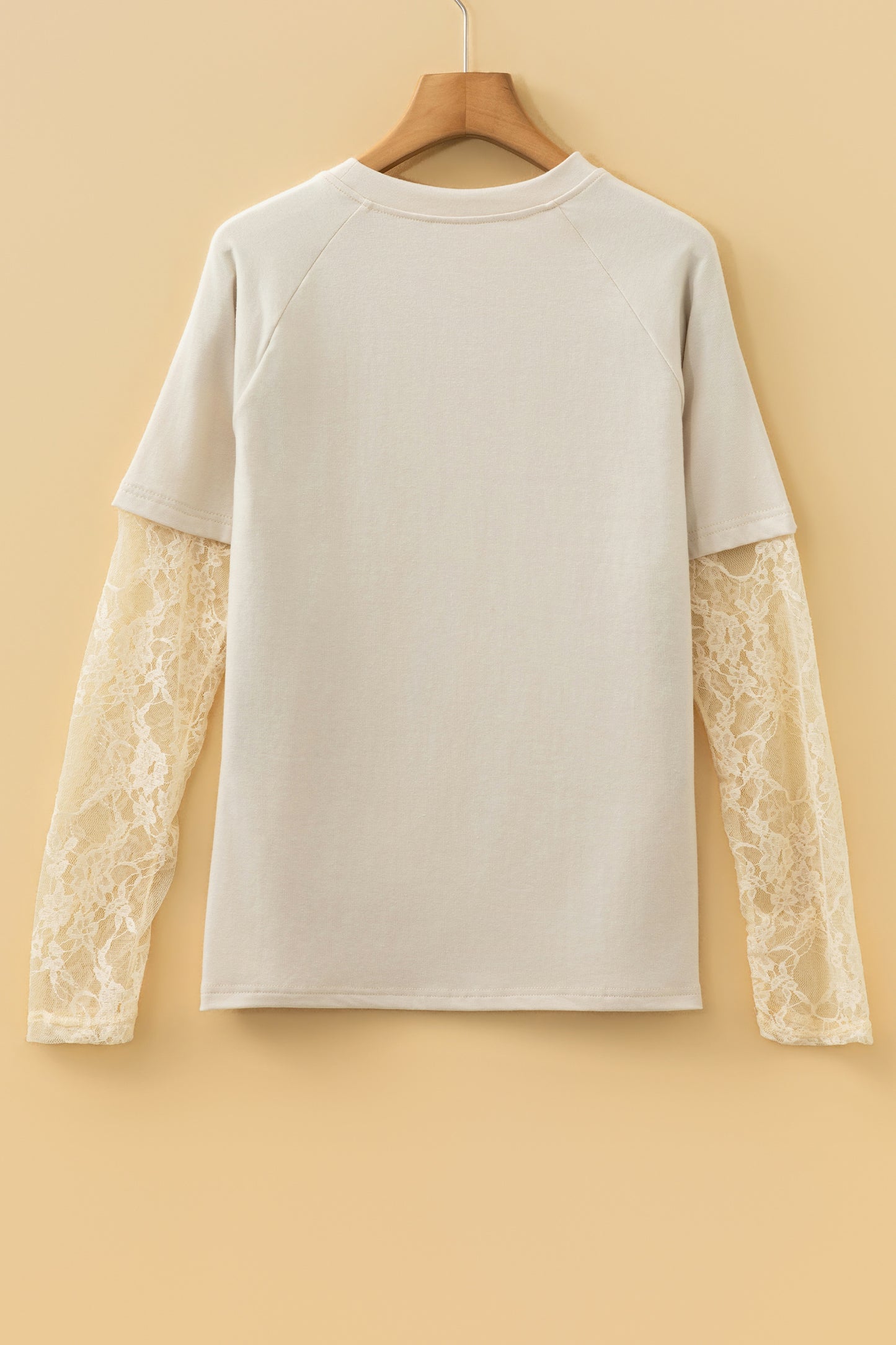 Solid Lace Patchwork Long Sleeve T-Shirt