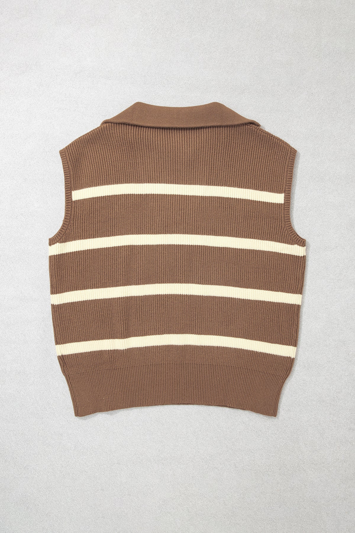 Plus Size Stripe Half-Zip Short Sleeve Knit Top