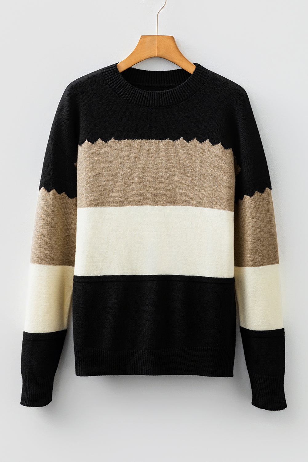 Colorblock Crew Neck Drop Shoulder Sweater