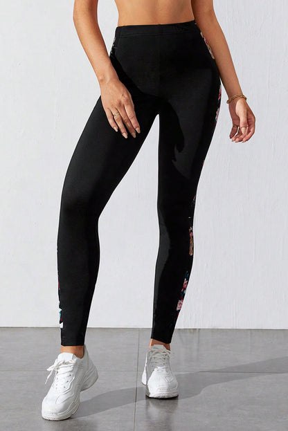 Floral Colorblock High Waist Leggings