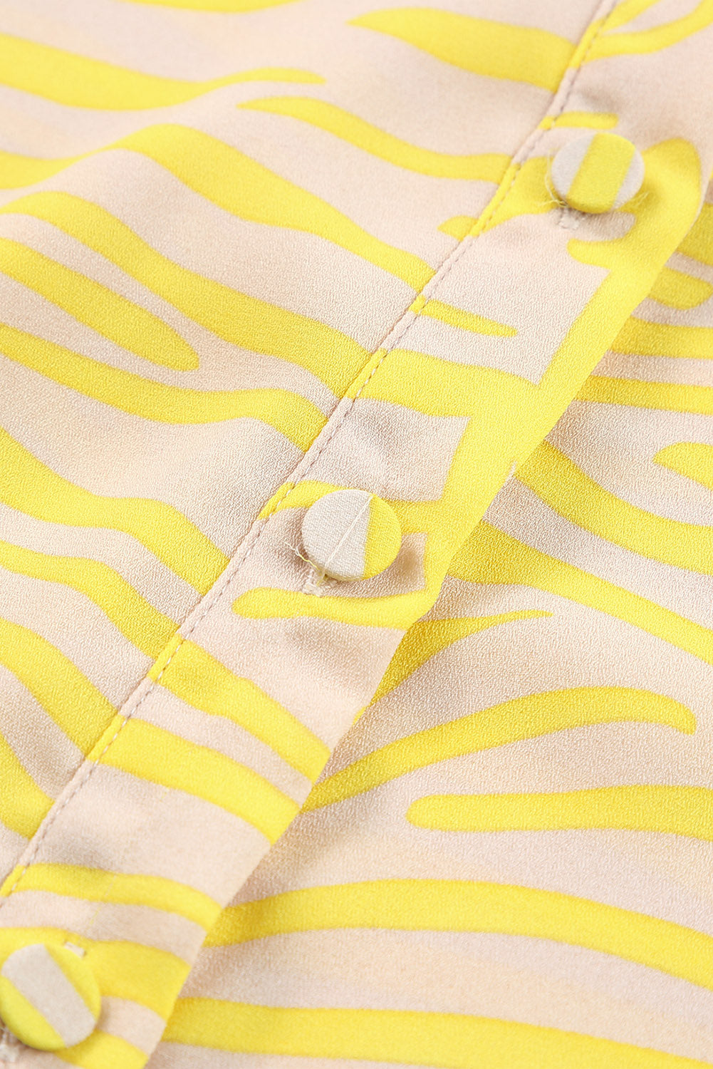 Yellow Zebra Stripes Print Lantern Sleeve Shirt