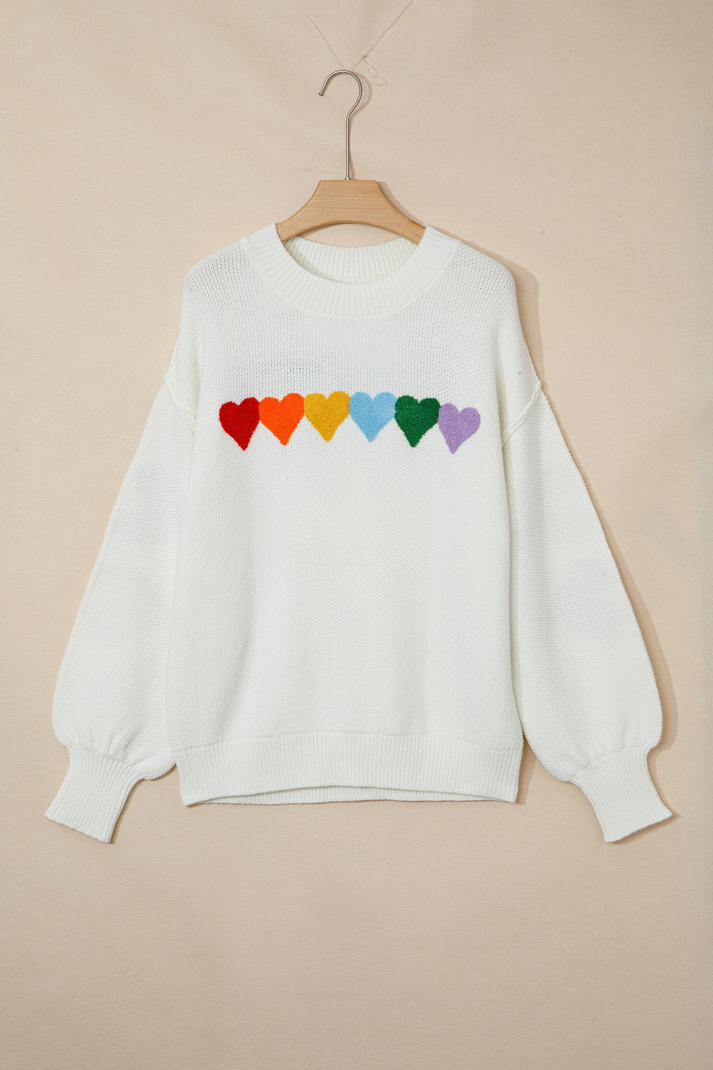 Valentine Heart Chenille Drop Shoulder Sweater