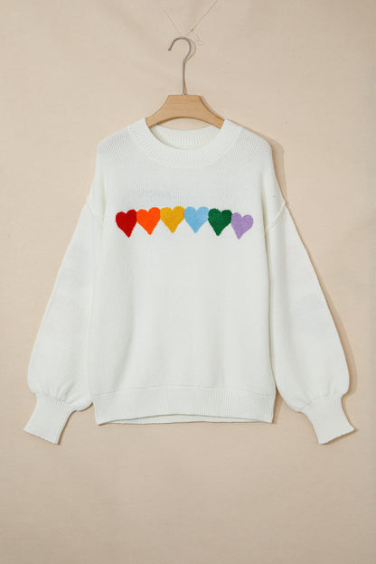 Valentine Heart Chenille Drop Shoulder Sweater