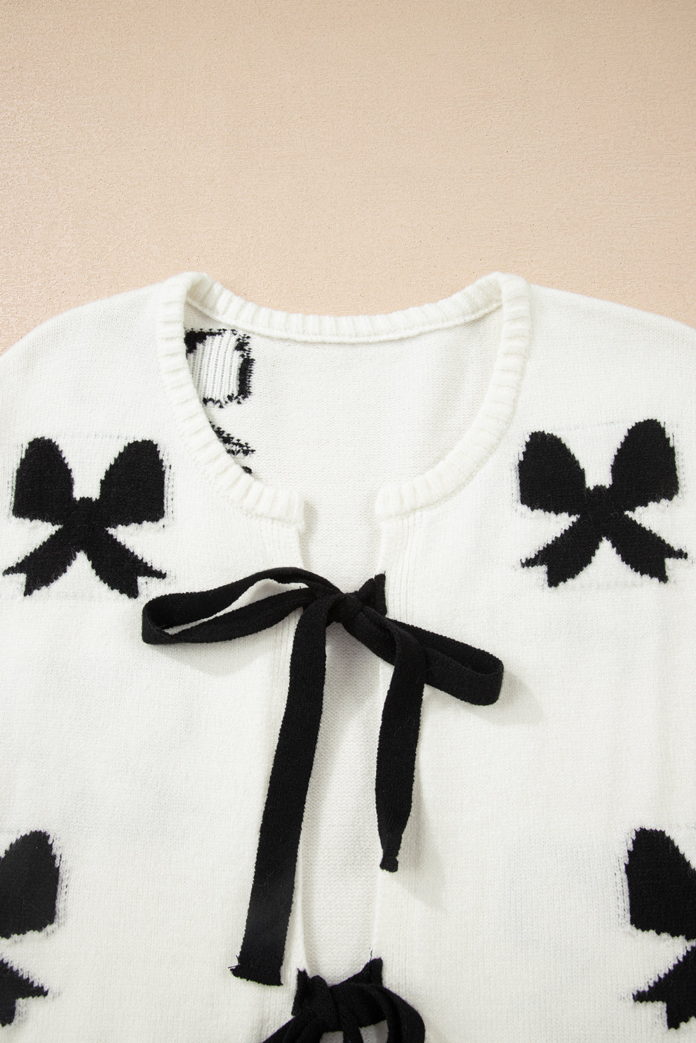 Bow Tie Lace-Up Sweater Cardigan
