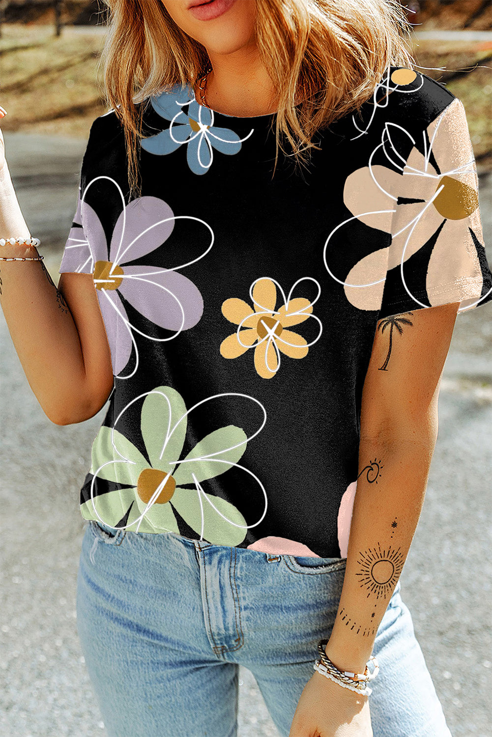 Floral Round Neck T-Shirt