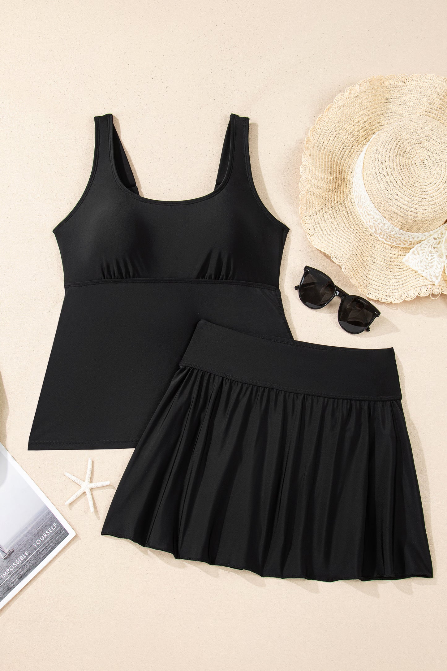 Colorblock Tankini Top and Skort Swim Set