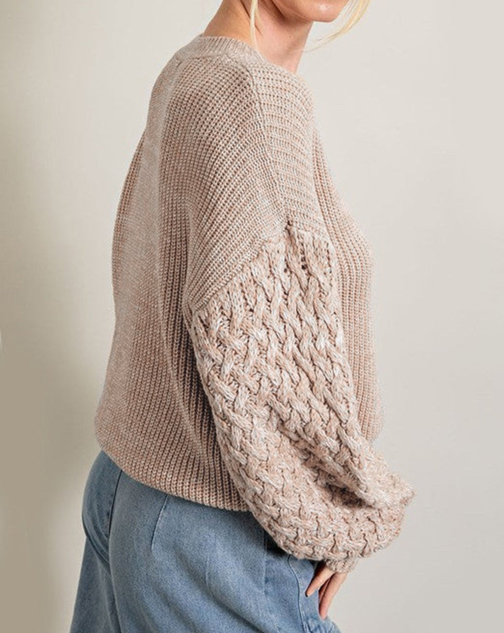 Cable Knit Drop Shoulder Sweater