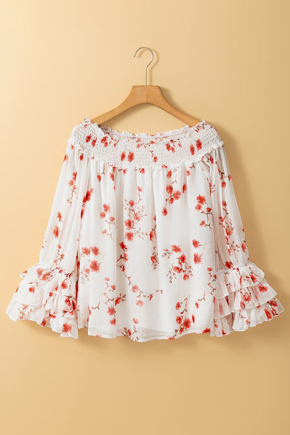 Floral Ruffle Off Shoulder Blouse