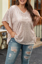 Sequin V-Neck Boxy Top Plus Size