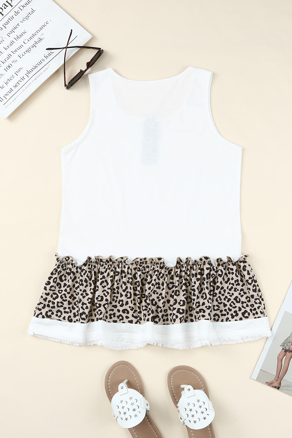 Leopard Colorblock Peplum Tank Top