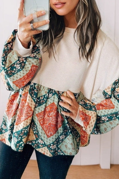 Paisley Patchwork Long Sleeve Top