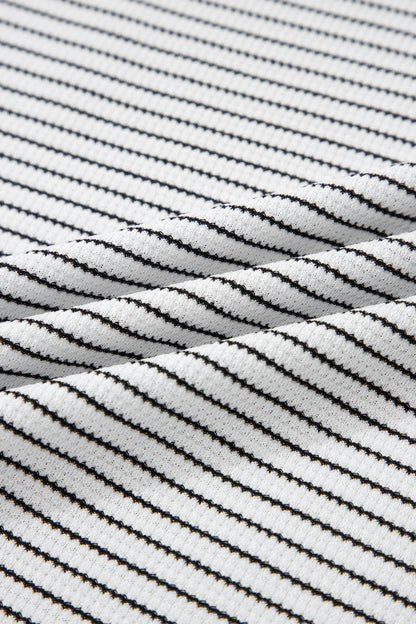 Stripe Contrast Ruffle Trim Long Sleeve Top