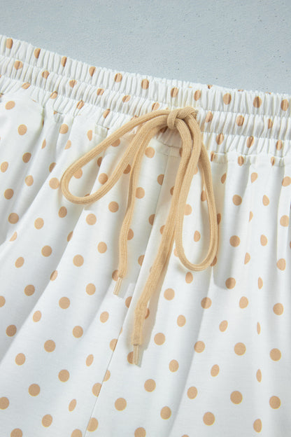 Polka Dot Patchwork Crop Sweatshirt & Pants Set