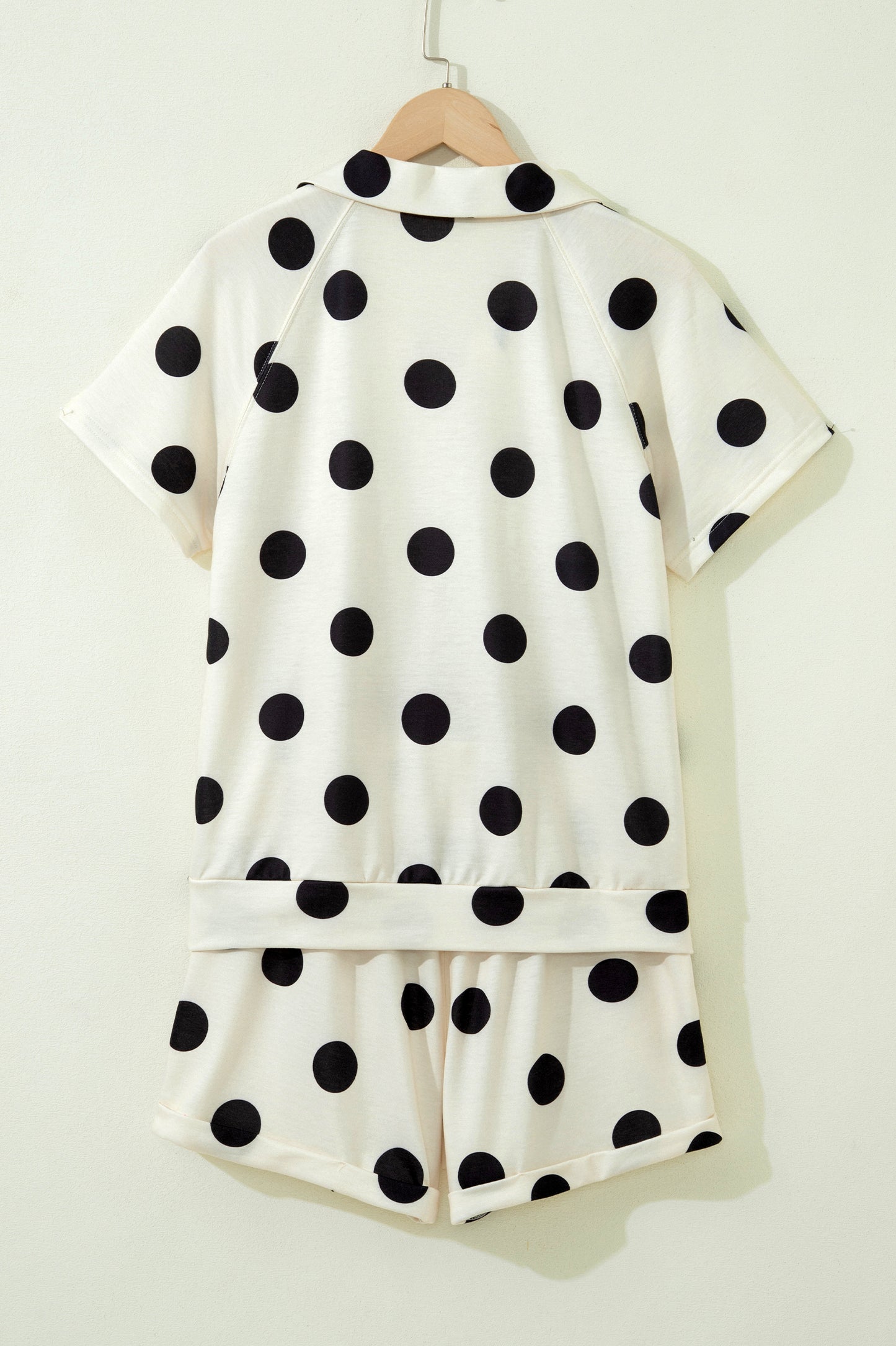 Polka Dot V-Neck Tee & Drawstring Shorts Set