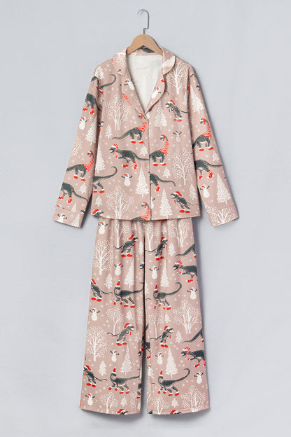 Christmas Dinosaurs Top & Pants Pajama Set
