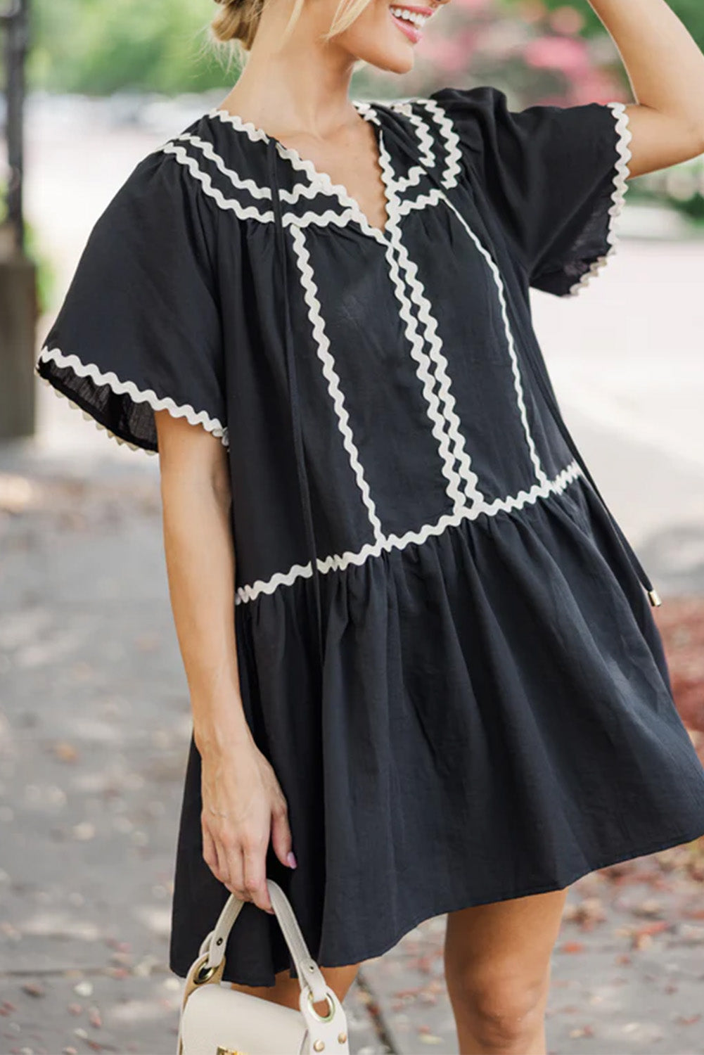 Ric-Rac Short Sleeve Mini Dress