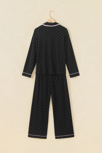 Polka Dot Long Sleeve Shirt & Pants Pajama Set