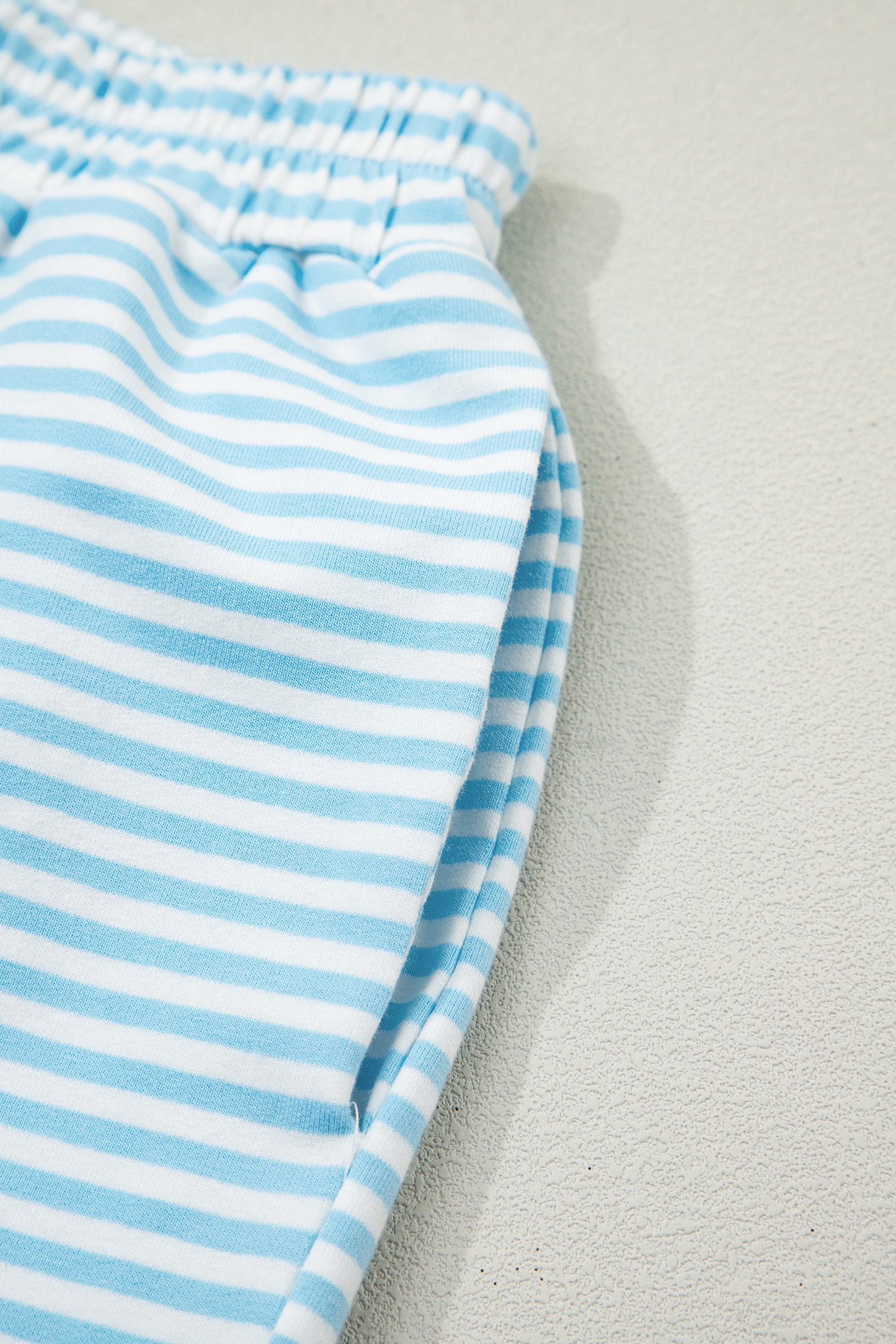 Stripe Oversized Mock Neck Sweatshirt & Shorts Set