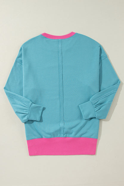 Colorblock Crew Neck Patchwork Sweatshirt