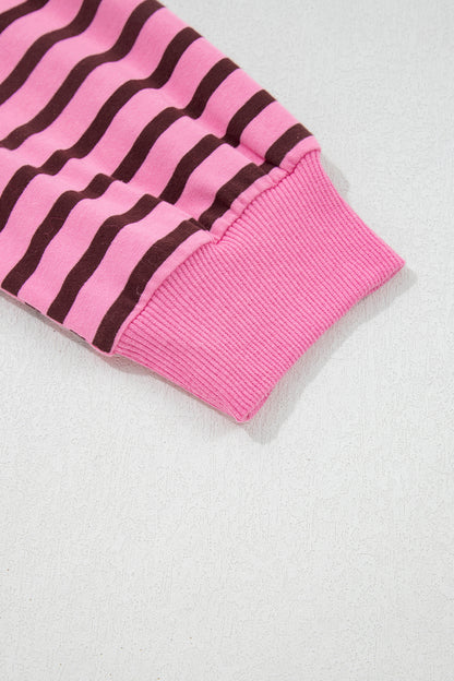 Stripe V-Neck Drop Shoulder Long Sleeve Top