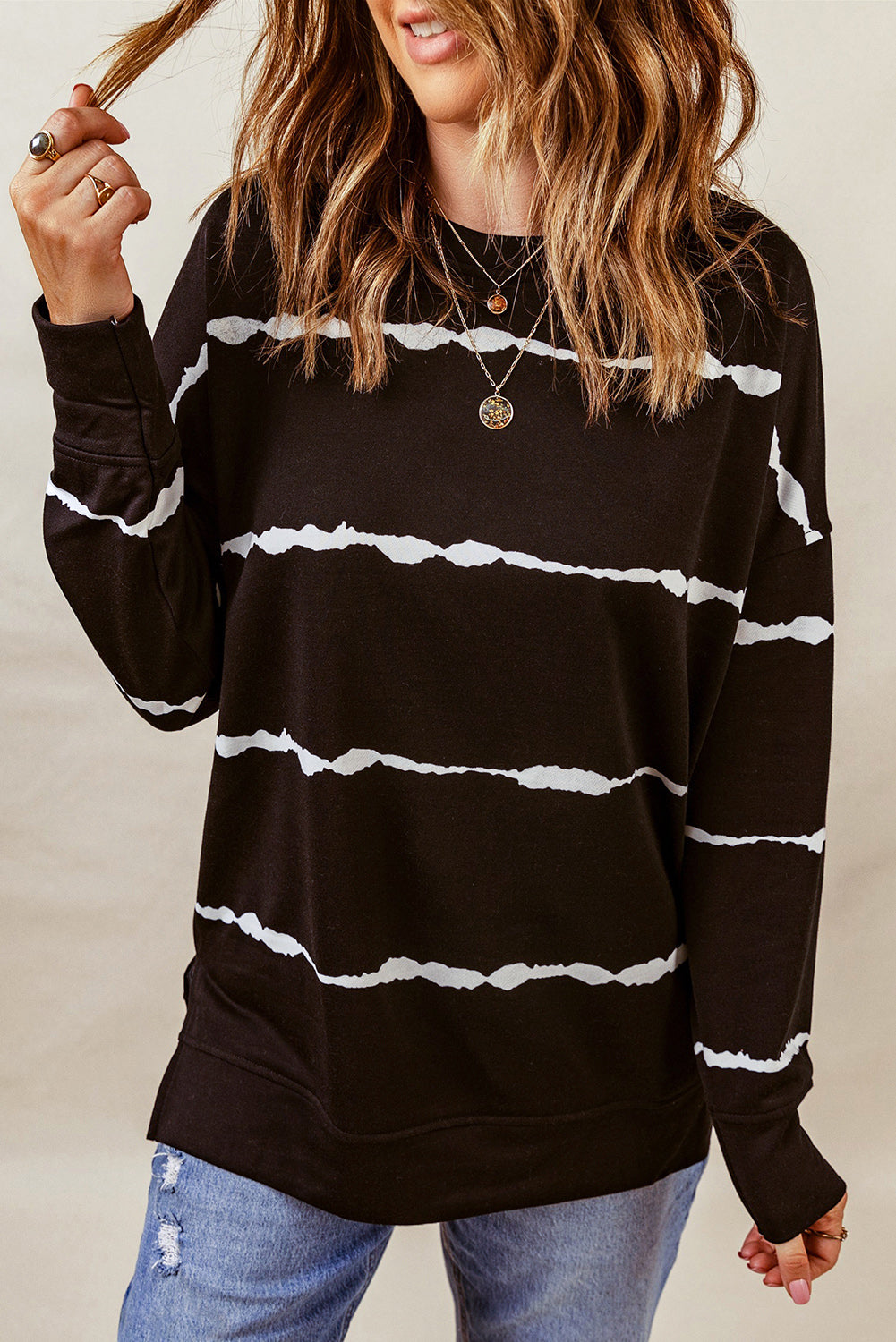 Stripe Long Sleeve Sweatshirt