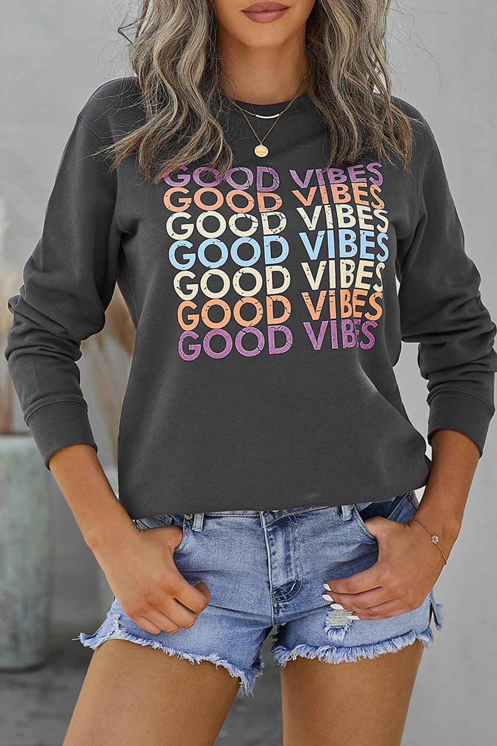 Good Vibes Crewneck Pullover Sweatshirt