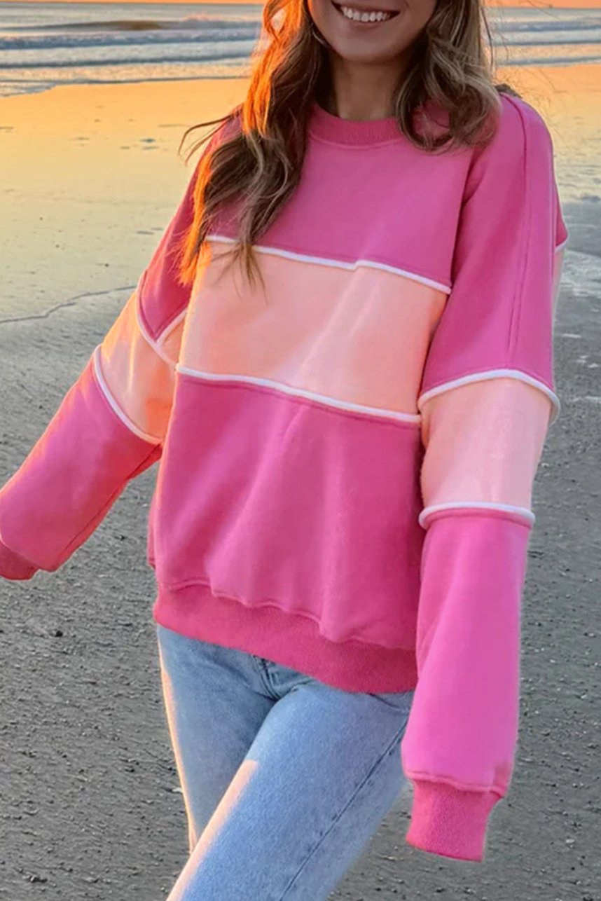 Colorblock Ribbed Trim Sweatshirt