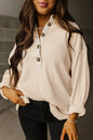 Waffle Long Sleeve Collar Top