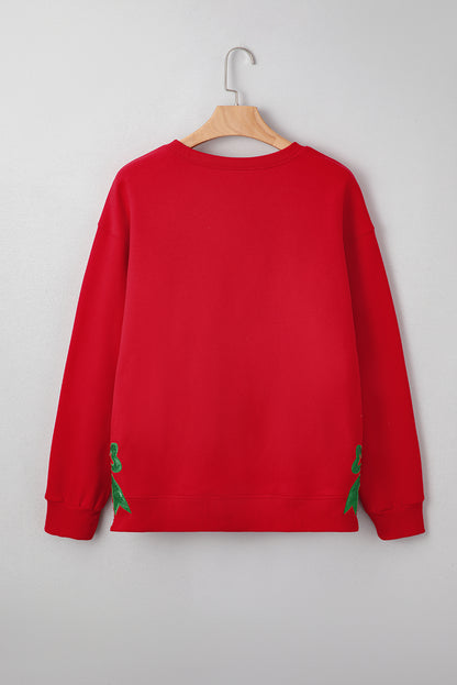 Christmas Merry and Bright Plaid Embroidered Crewneck Sweatshirt
