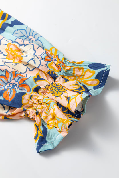 Plus Size Floral Ruffle Long Sleeve Dress