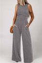 Cinched Waist Wide Leg Jumpsuit