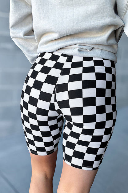 Checker High Waist Biker Shorts