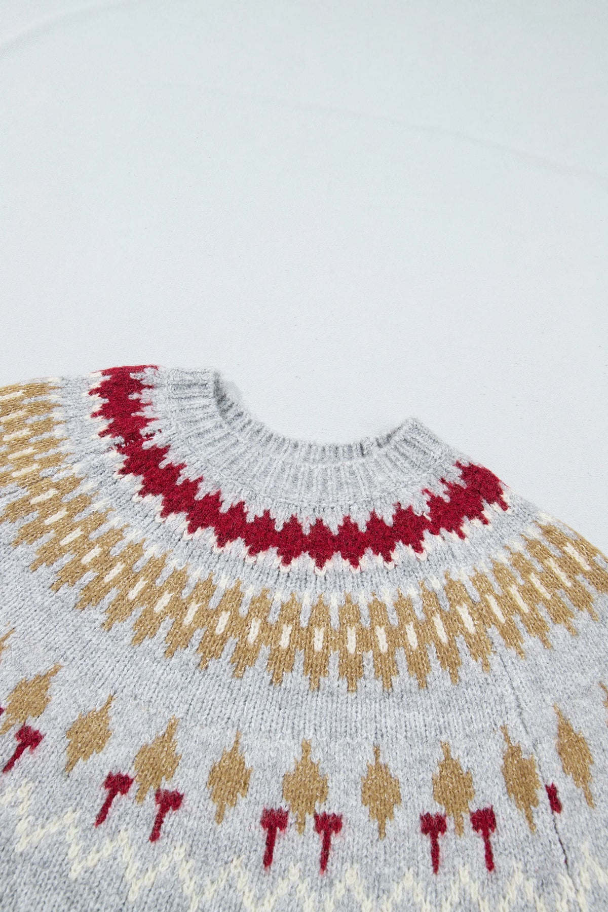 Geometric Fair Isle Raglan Sleeve Sweater