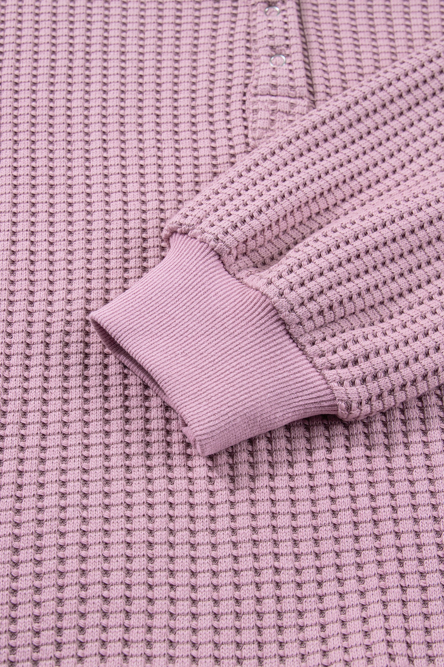 Solid Textured Knit Snap Button Collar Top