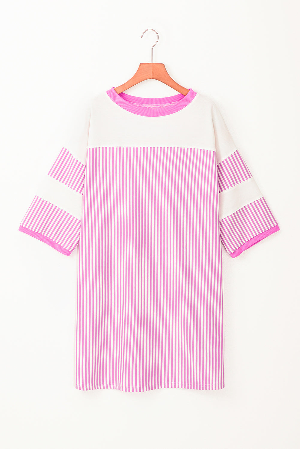 Stripe Patchwork 3/4 Sleeve Mini Dress