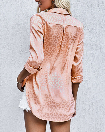 Leopard Buttoned Long Sleeve Shirt