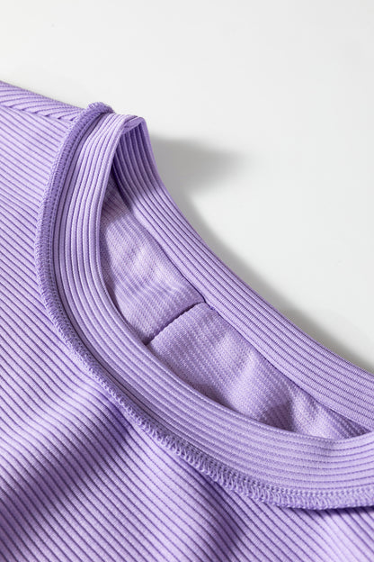 Ribbed Exposed Seam Drop Shoulder Pullover