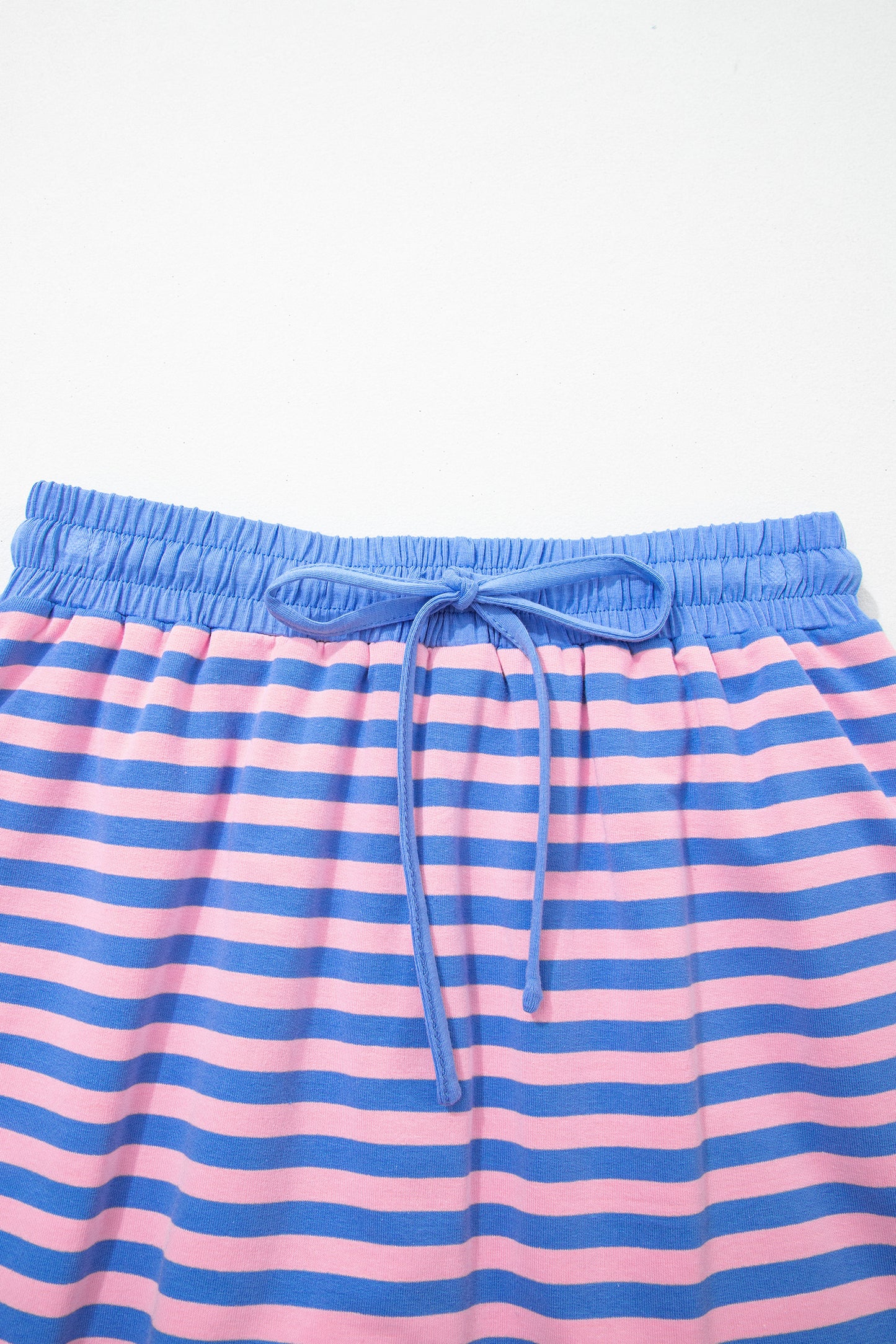 Stripe Contrast Trim Short Sleeve Top & Skirt Set