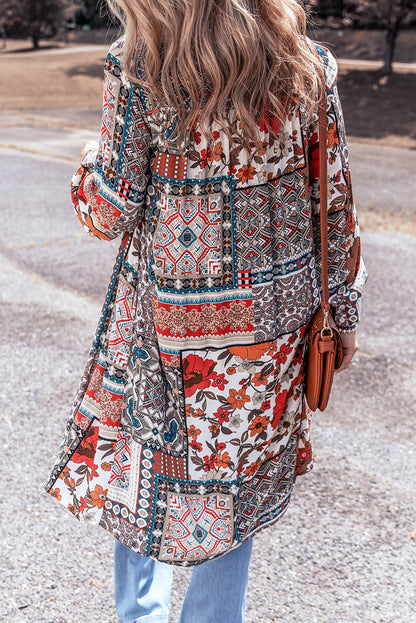 Boho Floral Long Sleeve Kimono