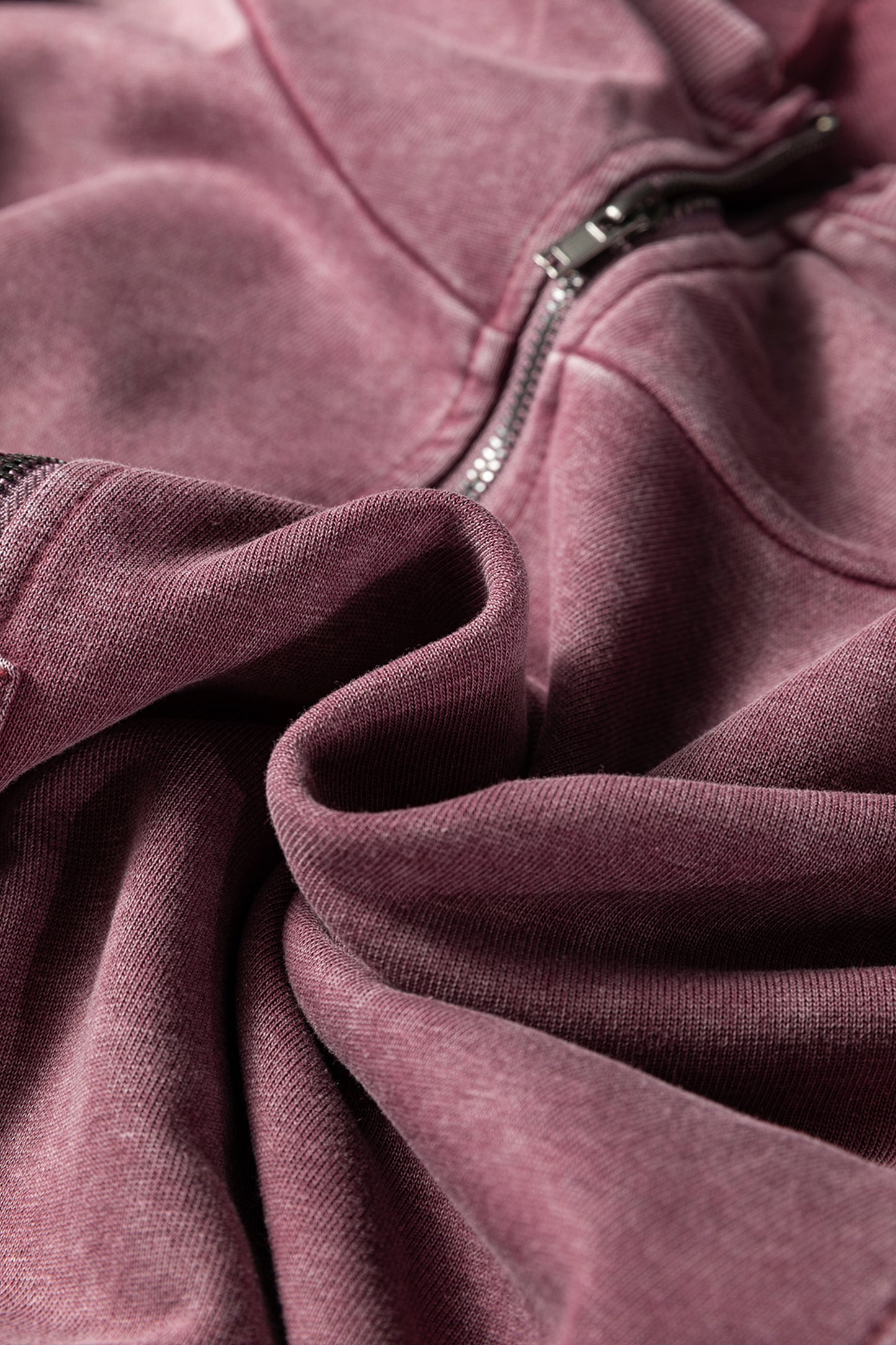 Solid Half-Zip Kangaroo Pocket Baggy Hoodie