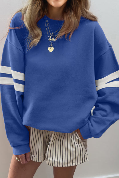 Varsity Stripe Drop Shoulder Oversized Sweatshirt