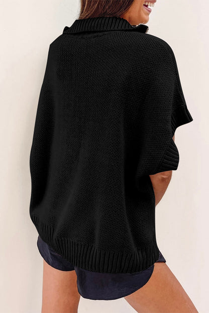 Quarter Zip Short Sleeve Sweater