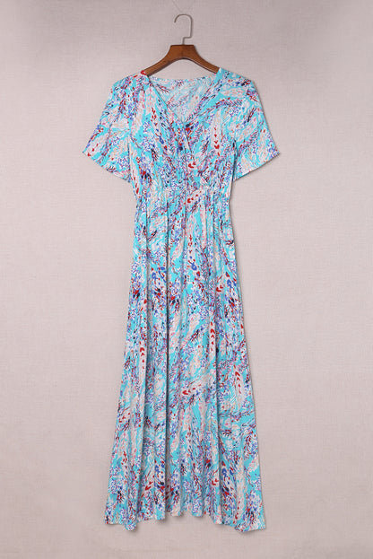 Floral Wrap V-Neck Maxi Dress