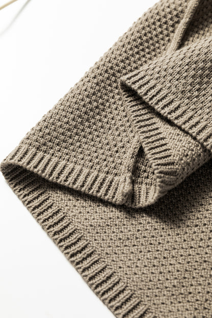 Solid Textured Knit Open-Front Sweater Cardigan