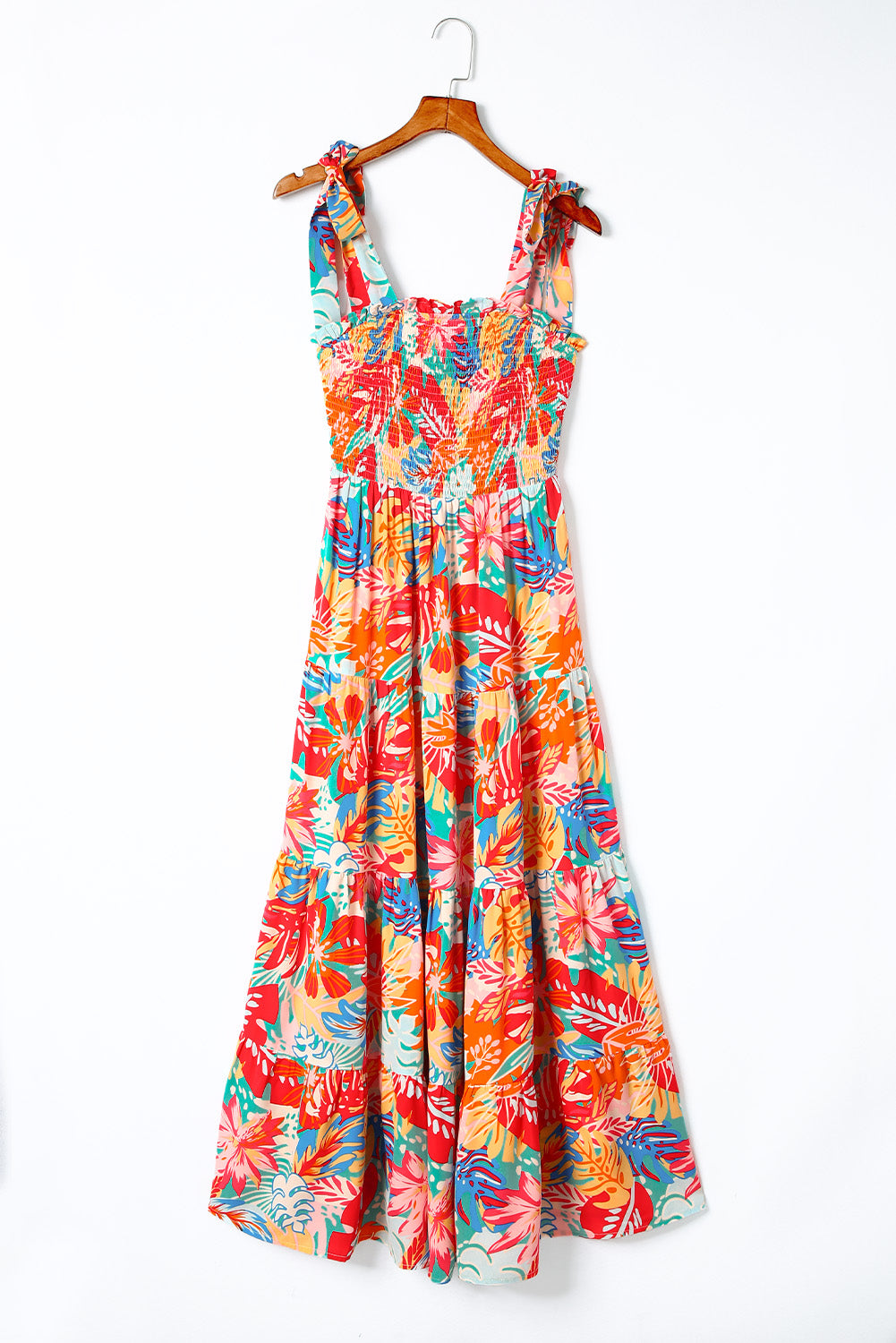 Floral Smocked Ruffle Maxi Dress