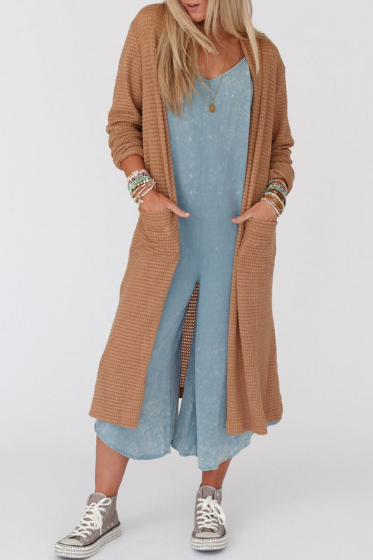 Waffle Patch Pocket Duster Cardigan