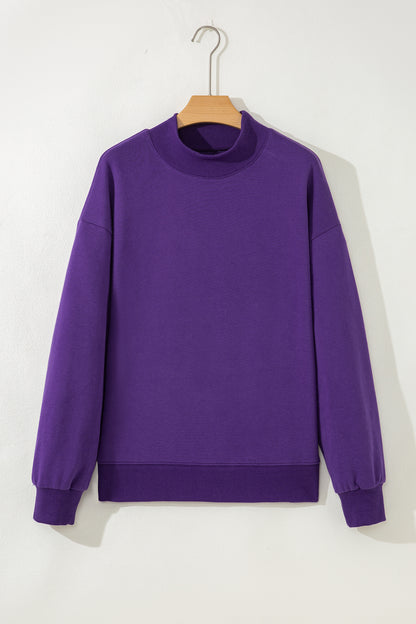 Solid Mock Neck Oversized Sweatshirt