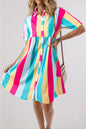 Stripe Colorblock Mini Shirt Dress