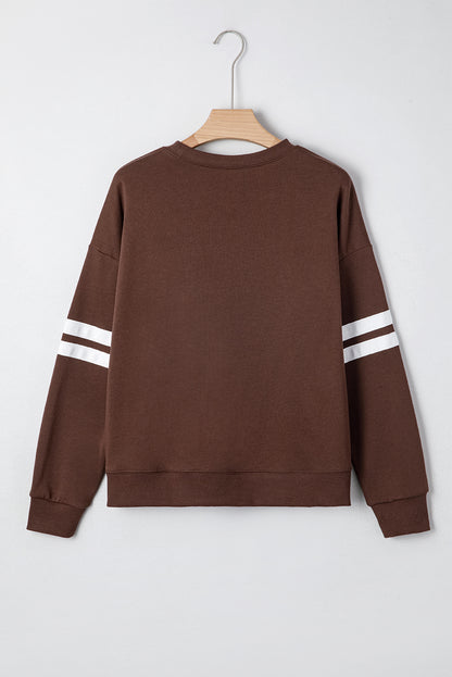 Varsity Stripe Drop Shoulder Oversized Sweatshirt